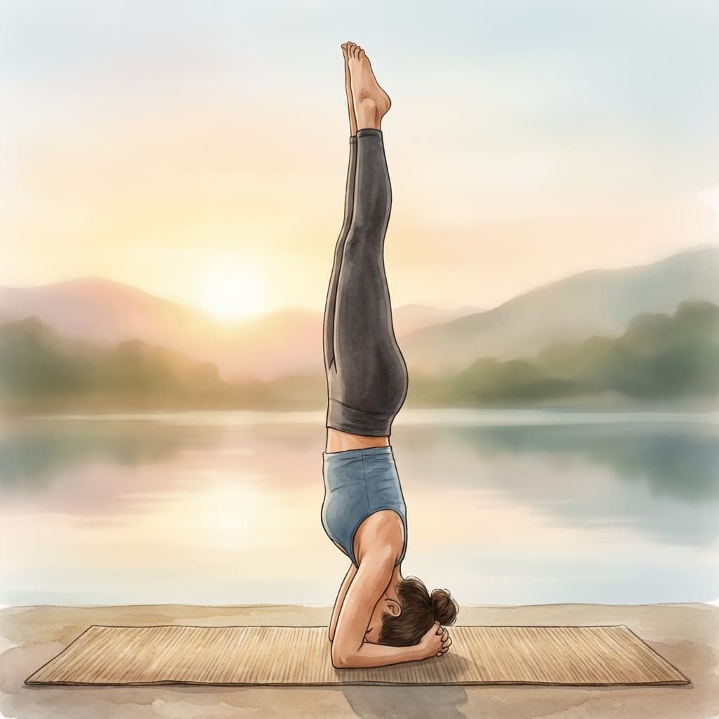Practitioner performing Shirshashana (Head stand) with perfect alignment
