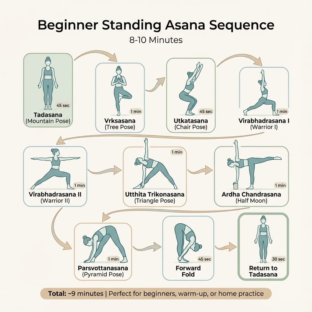 Beginner Standing Asana Sequence Infographic